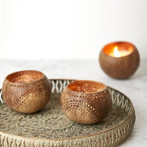 Centro de mesa para eventos en casa, conjunto de candelabros de decoración, 3 juegos de regalo, soporte de concha de Coco para velas de luz de té - Product Image 1