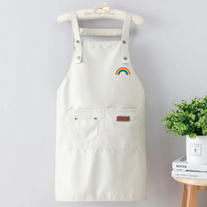 Tablier de cuisine en cuir PU, simple, à col mandarin, avec sangle réglable, poche avant, fermeture éclair, résistant à l'huile - Product Image 2