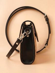Handcrafted Genuine Leather Women's Crossbody Bag Floral Embossed Sling Purse Woven Panel <b>Zipper</b> Closure Shoulder <b>Wallet</b> Fashion - Product Image 3