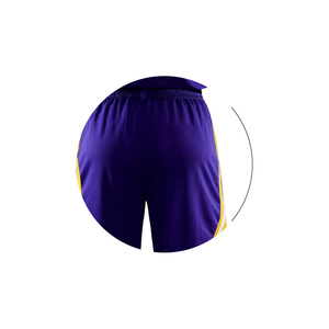 Pantalones Cortos de Baloncesto Unisex Morados con Franjas Laterales Amarillas, Cintura Elástica, 100% Poliéster, Absorben la Humedad, para Todas las Temporadas - Product Image 6