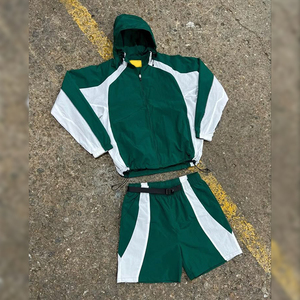 Ensemble de survêtement décontracté imperméable de haute qualité avec logo personnalisé, coupe-vent, short en nylon surdimensionné à cordon de serrage pour hommes - Product Image 2