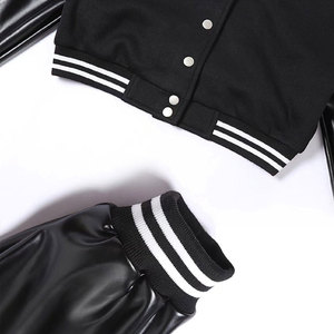 <b>Womens</b> Wool Varsity Bomber <b>Coat</b> Leather Sleeve Custom Patch Logo Embroidery Letterman Baseball College Jacket 2026 - Product Image 5