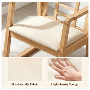 Fauteuil à bascule ergonomique en bois massif, robuste, pour intérieur, avec dossier respirant en forme d'échelle, chaise de relaxation naturelle - Product Image 4