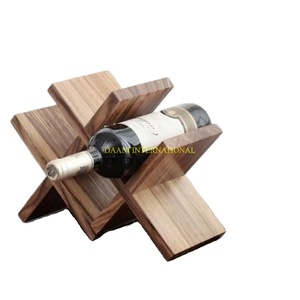 Soporte de estante de vino de madera, organizador de botellas de diseño cruzado moderno para encimera de cocina, comedor o barra de almacenamiento para el hogar, estantes para botellas - Product Image 1