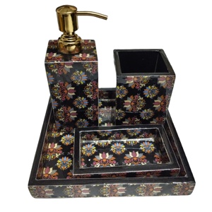 ชุดที่ใส่แปรงและถาดเคลือบทำด้วยมือทำจากเรซิ่นไม่เหมือนใครพร้อมที่กดสบู่ด้วยมือสำหรับอินเดีย - Product Image 1