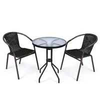 Ensemble de jardin moderne 4 places avec chaises tressées et mobilier de salle à manger/salon extérieur, ensemble bistrot sur mesure