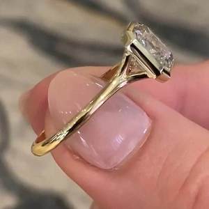 3 CT Asscher/ square emerald cut lab grown/ cvd diamond trending bezel <b>set</b> engagement wedding promise gifting <b>ring</b> 14 k <b>gold</b> - Product Image 5
