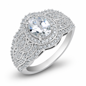 Gourik Silver Plated Cubic Zircon Prong Setting Oval Trendy Cluster Wedding Engagement Ring Multi Brilliant Cut Jewelry - Product Image 1