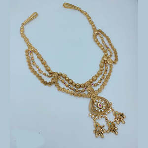 เครื่องประดับร่างกายแบบดั้งเดิม JeweleMarket ประดับด้วยหินโปตาและมุก คามาร์บันด์ สำหรับเจ้าสาวและงานเฉลิมฉลอง รุ่น 10575696PGR - Product Image 1