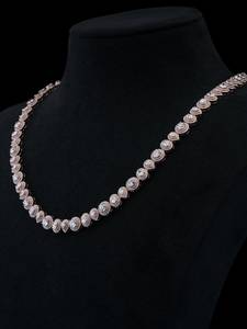 Collar de cadena tipo tenis de plata 925 con moissanita, con eslabones de piedras redondas y en forma de pera, para mujer, joyería para fiestas y bodas - Product Image 3