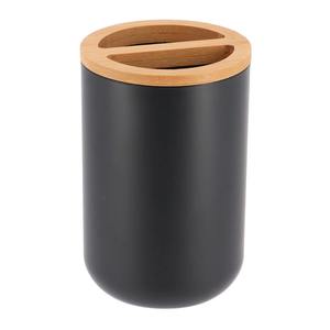 Ensemble de salle de bain en bambou noir simple, parfait pour la décoration de la salle de bain, le comptoir de la vanité, le distributeur de savon, le porte-brosse à dents et les accessoires - Product Image 2