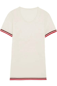 ชุดวอร์มครอปแขนสั้นผ้าคอตตอนผสมแคชเมียร์สำหรับผู้หญิงช่วงฤดูใบไม้ผลิ - Product Image 4