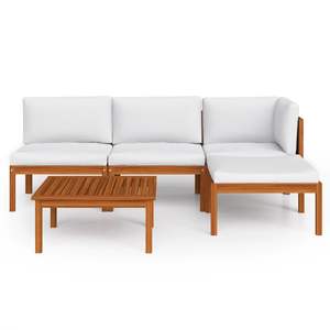 Conjunto de Muebles de Jardín Modulares Medianos de Madera Maciza de Acacia Color Crema - Product Image 3