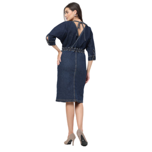 Robe en jean pour femme, coupe trapèze, en coton premium, vêtements décontractés, fournisseur OEM ODM, vente en gros - Product Image 1