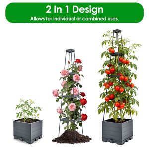 Set di 2 Fioriere Autoirriganti per Pomodori da 142 cm, per Interni ed Esterni, con Spalliera e 4 Altezze Regolabili - Product Image 2