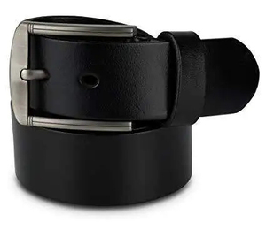 Genuine Cowhide Leather <b>Belt</b> Solid Black Pin Buckle Formal Style Durable Men's Business <b>Belt</b> Silver Rectangular Buckle - Product Image 1
