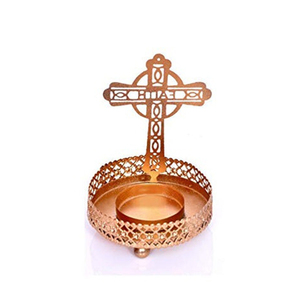 Celtic Cross Shadow Tea Light Holder Metal Religious Gold Candle Stand For Prayer <b>Memorial</b> Decoration And Spiritual Gifting - Product Image 1