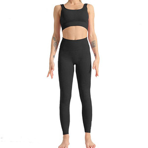 Premium Solid Yoga Set Front Sports Bra Mid Waist Leggings 2-Piece Breathable Fitness Training Gym Workout Activewear