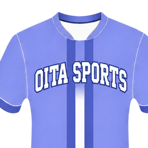 Camiseta Deportiva de Manga Corta Azul Periwinkle y Blanca con Cuello Redondo y Rayas para Entrenamiento Atlético, Uniforme de Béisbol - Product Image 3