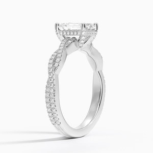 SOJ Ring 007 Emerald Cut Rhodium Plated Luxe Petite Twisted Vine Moissanite Eternity <b>Band</b> GRA Certified 2ct D <b>Wedding</b> Ring - Product Image 2