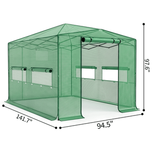 Serra Pieghevole in Rete PE 8x12ft, Struttura in Tubi di Ferro Verniciato, Serra da Giardino Verde - Product Image 2