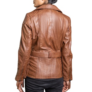 Chaqueta de cuero personalizada de tendencia superior de invierno cuello vuelto sólido con forro de satén mangas completas transpirable teñido liso 2026 - Product Image 3