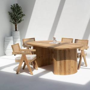 Mesa de Comedor Vandana Aureo Terra de Madera de Mango con Diseño Contemporáneo Hecho a Mano - Product Image 1
