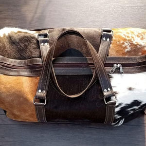 Sac de voyage en cuir de vachette, style personnalisé, sac de voyage en toile - Product Image 6