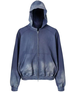 Sweat-shirts à capuche pour hommes, surdimensionnés, personnalisés, délavés à l'acide, effet vieilli, vintage, déchirés, avec broderie et strass, couleur unie, respirants, 100% coton - Product Image 6