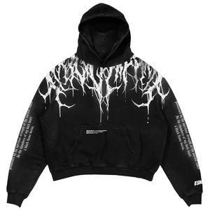 Sweat-shirt à capuche surdimensionné pour homme, noir et blanc, en molleton français, design streetwear, poche avant, logo, vêtements d'hiver, qualité supérieure - Product Image 1