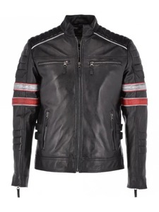 Chaqueta de Cuero Negra Estilo Motero Alberton para Hombre - Product Image 1