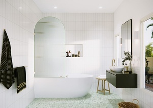 Panneau de douche en verre rainuré et cannelé, avec quincaillerie collée UV, marque LONG DING GLASS, épaisseur 10 mm, durable, écologique, garantie 2 ans - Product Image 2