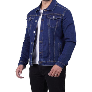 Veste en jean bleu classique pour homme, coupe slim décontractée, style camionneur, en coton, manteau en jean, mode streetwear, vêtement d'extérieur, OEM - Product Image 2