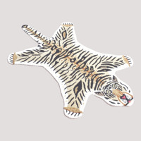 Tapis de sol irrégulier découpé en forme d'animal, motif tigre original, en laine écologique, adapté aux animaux de compagnie, style bohème maximaliste éclectique pour chambre à coucher