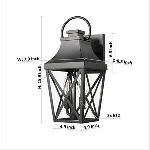 Lampada esterna impermeabile da esterno con paralume in vetro trasparente opaco nero per portico Garage porta anteriore balcone-confezione da 2 - Product Image 3