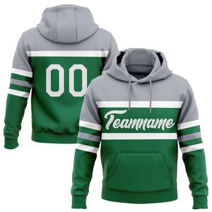 Sweat-shirt à capuche en laine peignée écologique pour homme, nouveau design, personnalisé, avec lignes vertes, blanches et grises, vente en gros directe pour l'industrie - Product Image 1