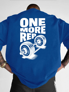 Camiseta de Halterofilia One More Rep para Hombre, Corte Regular, Manga Corta, Cuello en V, Algodón, Estilo Hip Hop, Logotipo Frontal con Impresión Digital, Secado Rápido - Product Image 4