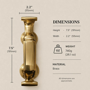 Poignée de porte moderne géométrique en laiton massif SHUBHAM, poignée de tirage vintage faite à la main pour porte d'entrée extérieure, usage domestique - Product Image 5