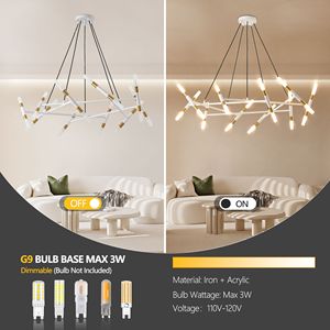 Wit Gouden Moderne Hanger Armatuur Verstelbare Hoogte Matte Buizen Zwart Koorden Tak Ontwerp Voor Eetkamer Woonkamer - Product Image 5