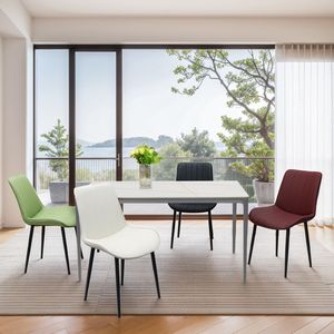 Tavolo da Pranzo Elegante con Gambe in Lega di Alluminio Grigie e Piano in Pietra Sinterizzata/Marmo/Porcellana da 63 Pollici per Cucina/Soggiorno - Product Image 2