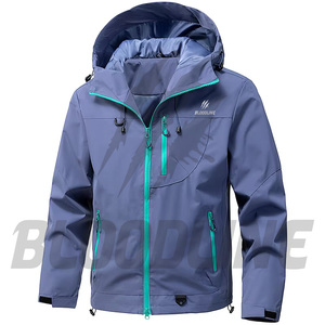 Chaqueta Impermeable con Capucha Unisex Bloodline, Manga Larga, Estampada, Azul Claro, Ropa de Invierno para Exteriores - Product Image 3