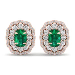 REYES Pendientes de Oro Sólido de 14K de Lujo con Moissanita y Cierre de Rosca, Corte Cojín, Gema Esmeralda de 10Ct, Joyería Fina para Mujer - Product Image 5