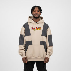 Nouveau sweat à capuche oversize en molleton 100 % coton pour homme, avec logo 3D gonflé personnalisé, bicolore, style streetwear, collection hiver - Product Image 1