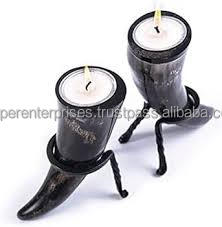 Nueva llegada 2025 Decoración para el hogar Cuerno de búfalo Soporte de vela Productos de escaparate de metal Cuerno de buey Portavelas perfumado con tarifas al por mayor - Product Image 2