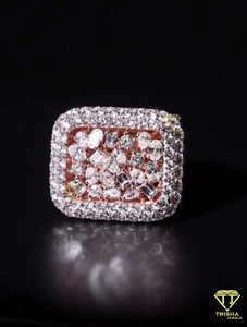 Hip Hop Rectangle Ring Moissanite Diamond Rose Gold Plated Fashion Jewelry For Unisex Wear - Product Image 5