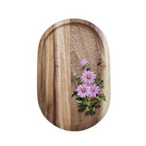 Plateau de service rectangulaire en bois de manguier émaillé fait main avec poignées, imprimé, pour la maison et l'hôtellerie - Product Image 6