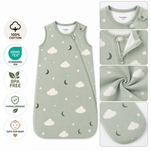 Baby <b>Sleeping</b> <b>Bag</b> Cotton Sleeveless Zipper Newborn Infant Sleep Sack Wearable Blanket OEM ODM Custom Manufacturer - Product Image 1