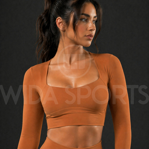Premium Eco-Friendly Solid Flare Yoga <b>Set</b> Women High Waist Leggings Long Sleeve Crop Top Breathable Stretch Fitness Gym Outfit - Product Image 4