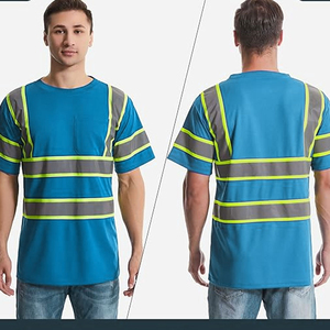 Camisa de Seguridad Reflectante Negra para Hombre, Manga Corta, Secado Rápido, Transpirable, Poliéster, Estilo Ropa de Trabajo de Verano - Product Image 5