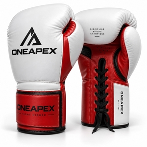 ถุงมือชกมวยหนังแท้ ONEAPEX ระบายอากาศได้ดี สีแดงขาว สำหรับฝึกซ้อมระดับมืออาชีพ รับทำโลโก้ตามสั่ง ขายส่งจำนวนมาก - Product Image 1